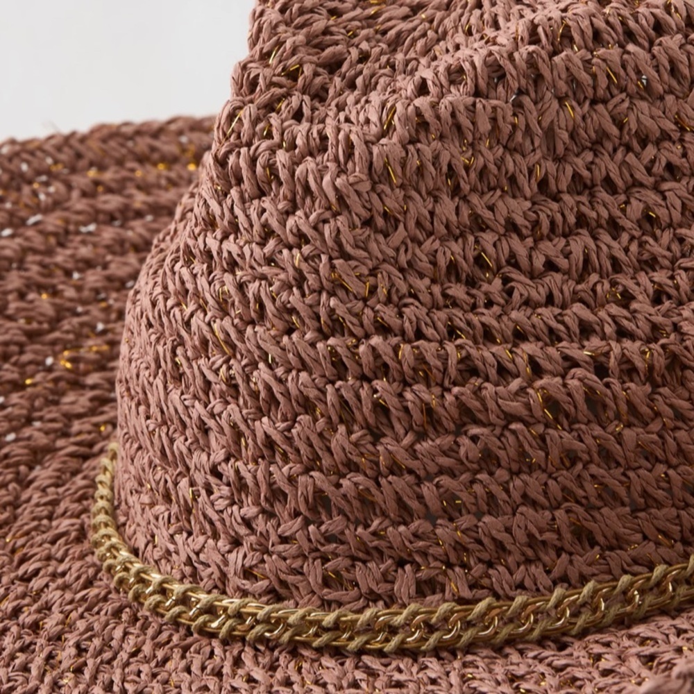 Aerie nwt unmet bohemian Brown Woven Hat one size - Picture 3 of 7